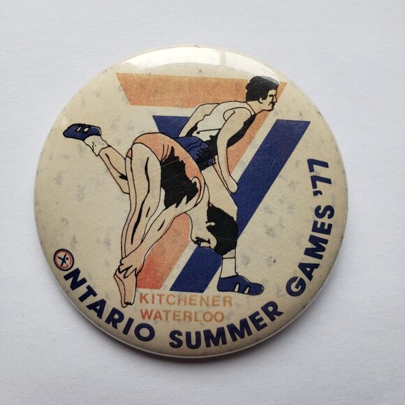 Ontario Summer Games 1977 Kitchener Waterloo Pinback Button Pin - Picture 1 of 2